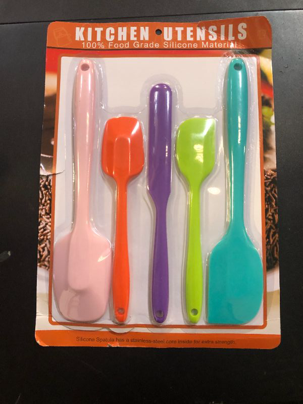Photo 1 of Silicone Spatula Set, 5 Piece Food Grade Rubber Spatulas for Baking, Cooking, and Mixing High Heat Resistant Non Stick Dishwasher Safe BPA-Free (Multicolor)