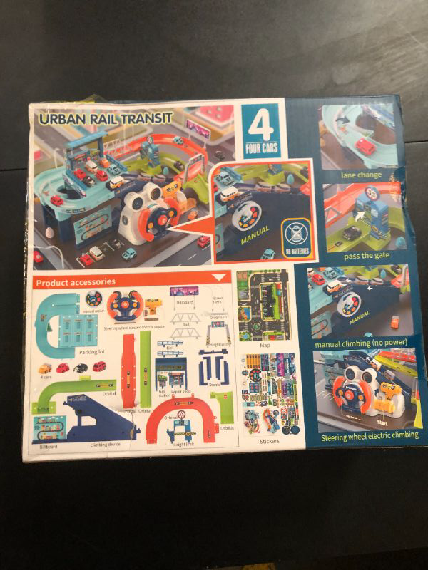 Photo 1 of Fistone Kids Race Tracks for Boys Car Adventure Toys, Car Tracks Playsets Musical Steering Wheel Race Track Toys Games for Toddlers, Educational Toy Vehicle Playset for 3-5 Year Old Kids