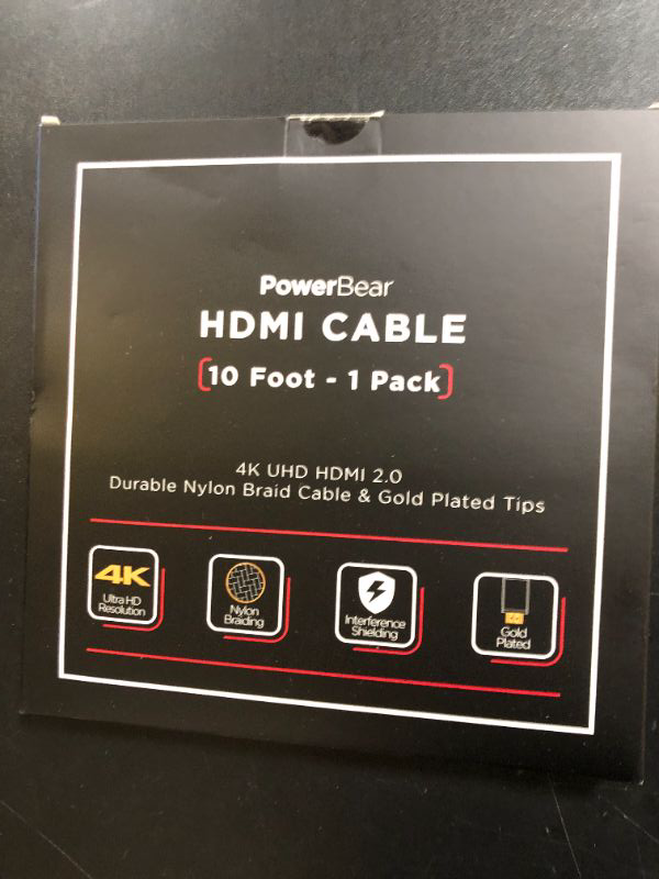 Photo 1 of PowerBear 4K HDMI Cable 10 ft | High Speed Hdmi Cables, Braided Nylon & Gold Connectors, 4K @ 60Hz, Ultra HD, 2K, 1080P, ARC & CL3 Rated | for Laptop, Monitor, PS5, PS4, Xbox One, Fire TV, & More