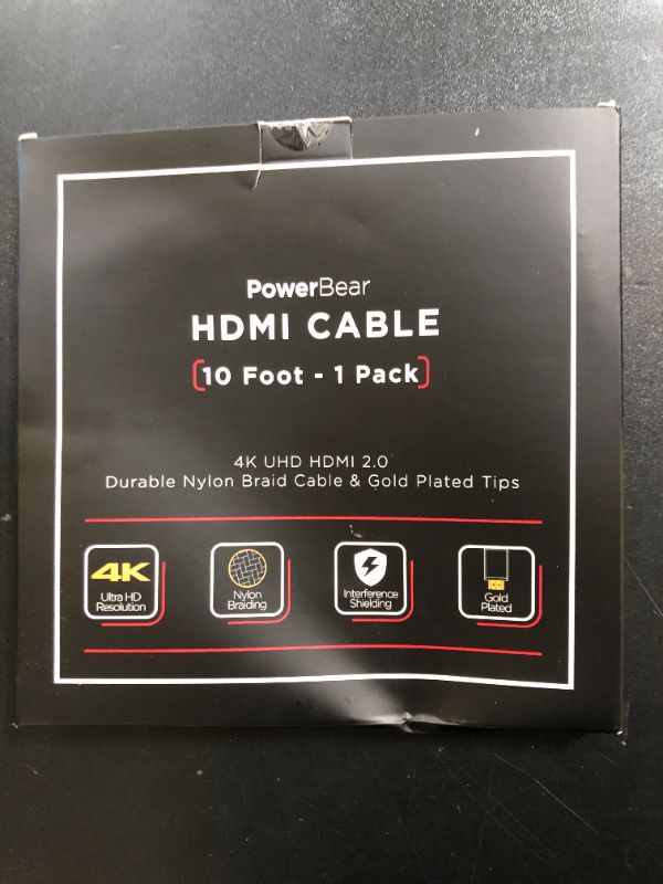 Photo 1 of PowerBear 4K HDMI Cable 10 ft | High Speed Hdmi Cables, Braided Nylon & Gold Connectors, 4K @ 60Hz, Ultra HD, 2K, 1080P, ARC & CL3 Rated | for Laptop, Monitor, PS5, PS4, Xbox One, Fire TV, & More