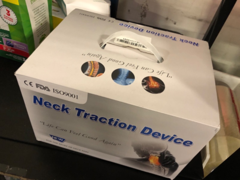 Photo 1 of RISURRY Cervical Neck Traction Device Fast Air Pump Neck Brace, Adjustable Inflatable Neck Stretcher with 3 Power Tractions Neck Pain Relief Neck Decompression Tension Relief