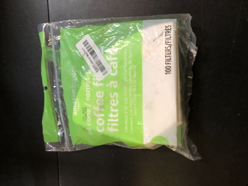 Photo 1 of Amazon Basics Number 4 Cone Coffee Filters for 8-12 Cup Coffee Makers, White, 100 Count