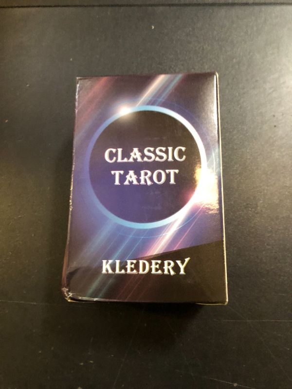 Photo 1 of KLEDERY Tarot Cards for Beginners, Classic Tarot Cards with Meanings on Them, Durable Tarot Cards with Guide Book for Beginners (Black)
