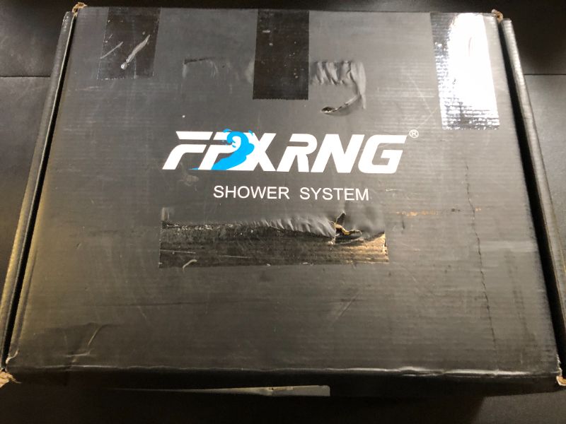 Photo 1 of FPXRNG Black Shower Faucet Set, Rainfall Shower System with Rain Shower Head and Handle Set, Wall Mounted Shower Fixtures, Full Metal Trim Repair Kit 10 inch Matte Black (With Shower Valve)