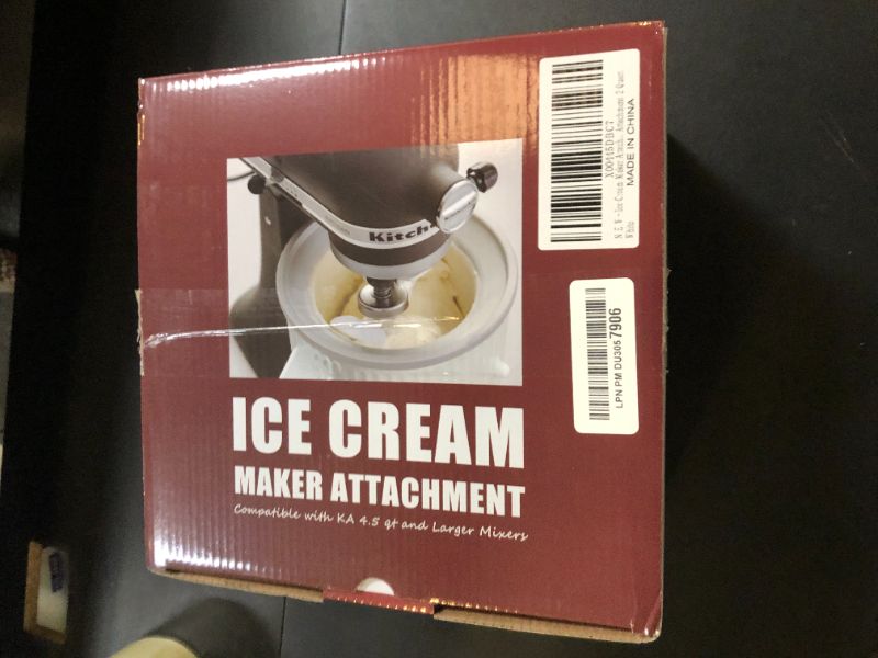 Photo 1 of Ice Cream Maker Attachment for KitchenAid Stand Mixer, Ice Cream Bowl Compatible with 4.5Qt and Larger Stand Mixers, Ice Cream & Sorbet Gelato Maker Attachment, 2 Quart, White