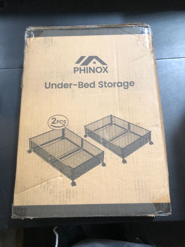 Photo 1 of Under Bed Storage Containers with Wheels, Under Bed Shoe Storage Organizer Drawer, Tool-free Assembly Metal Storage Containers for Bedroom Clothes Shoes Blankets -2PCK
