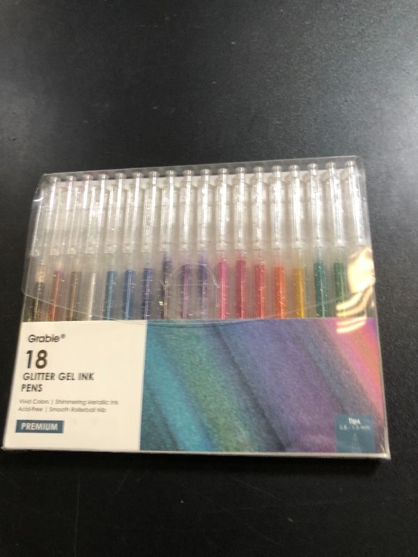 Photo 1 of Grabie glitter gel pens 18 Colors,Metallic Vibrant Sparkle gel pens for coloring,Retractable Sparkle glitter markers,glitter pens for adults,colored gel pens for Adult Coloring Books and Drawing