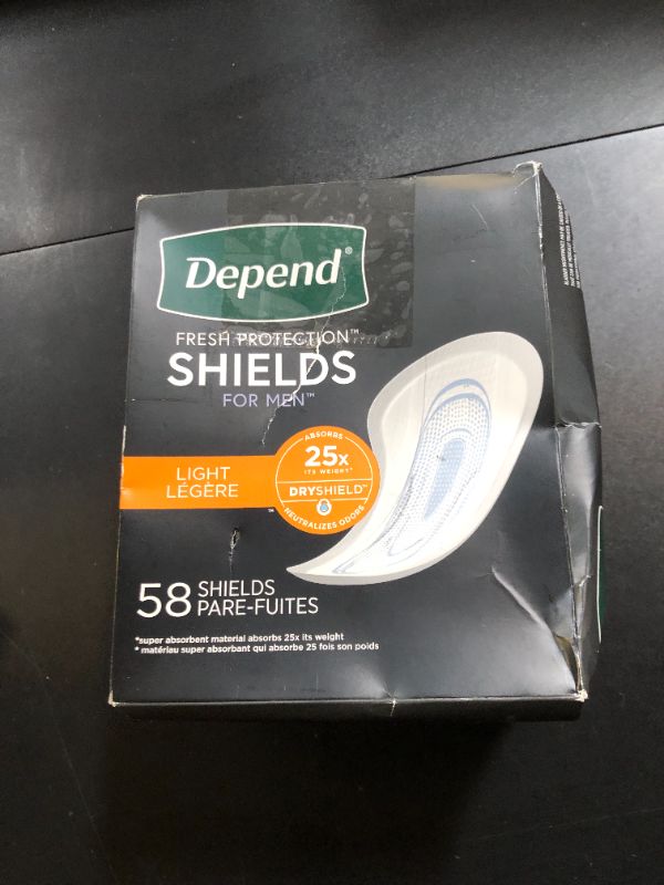 Photo 1 of Depend Incontinence/Bladder Control Shields, Incontinence Pads for Men, Light Absorbency, 58 Count (Packaging May Vary)