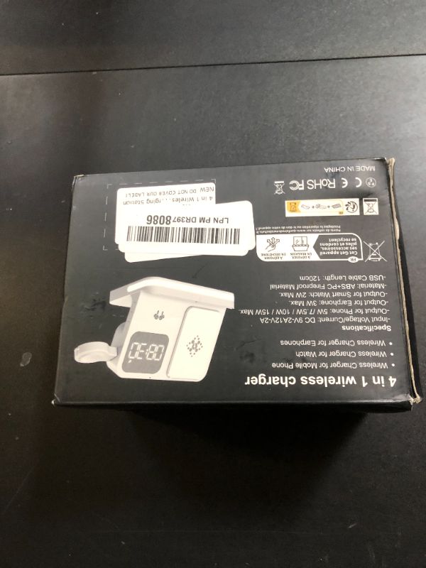 Photo 1 of 4 in 1 Wireless Charger with Alarm Clock Compatible for Galaxy Watch 7/Ultra/FE/6/5 Pro Galaxy S25/Ultra/S25+/S24/S23/Note 20/Z Flip 6/5 Fold 6/5 Galaxy Buds 3/2/Pro Multiple Devices Charging Station