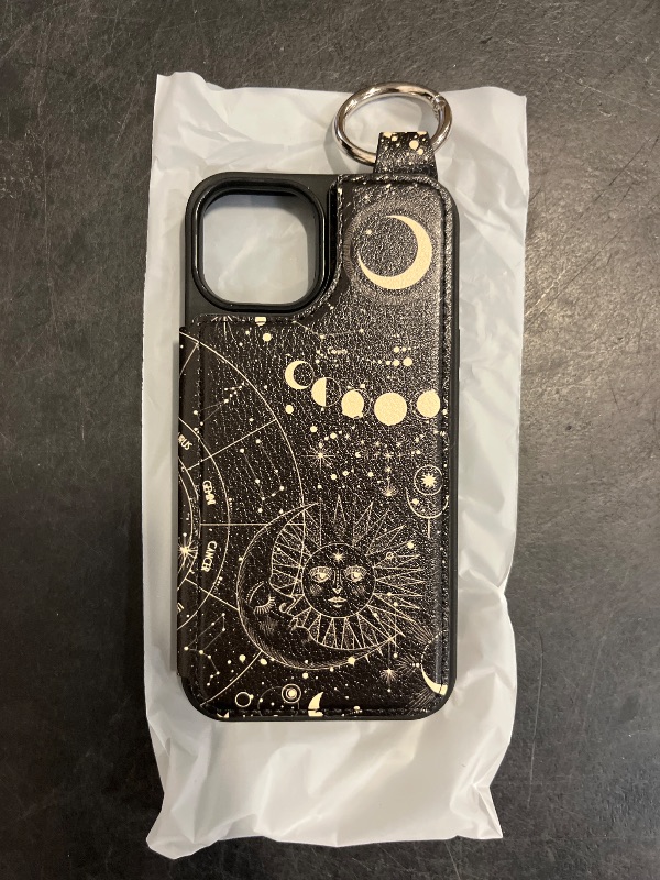 Photo 1 of Shorogyt for iPhone 14 Wallet Case with Card Holder, Designer Space Pattern Kickstand Magnetic Clasp Back Flip Folio Leather Phone Cases for iPhone 14 for Women Men Girls