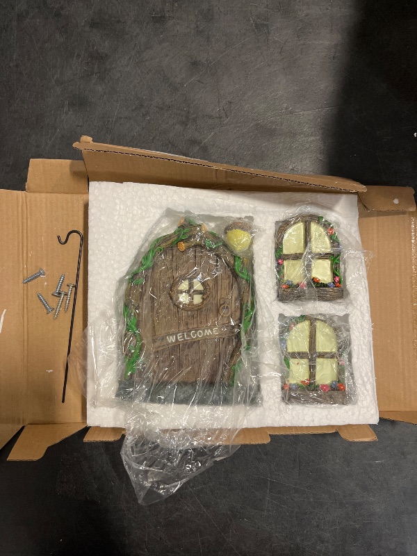 Photo 1 of ZZICEN Fairy Door for Tree Decorations - Miniature Fairy Garden Accessories Outdoor Decor Kit Tree Stump Decor Gnome Door Set Garden Art Outdoor Clearance for Kids Window Glow in The Dark