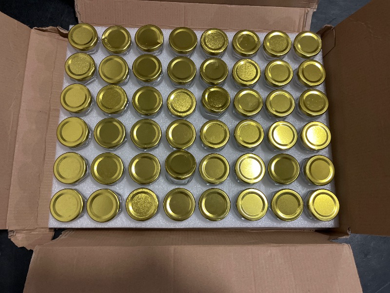 Photo 1 of Mcupper 48 Pack 1.5oz Hexagon Glass Jars with Gold Lids, Mini Honey Jars, Small Spice Jars, Jam Jars for Gifts and Wedding Favors