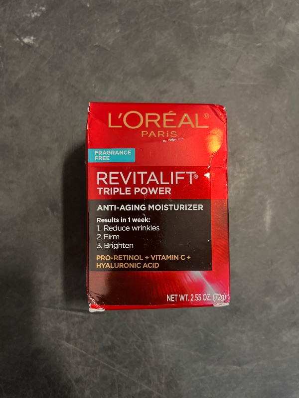 Photo 1 of L'Oreal Paris Revitalift Triple Power Anti-Aging Face Moisturizer, Fragrance Free, Pro Retinol, Hyaluronic Acid & Vitamin C to Reduce Wrinkles, Firm & Brighten Skin, 2.55 Oz