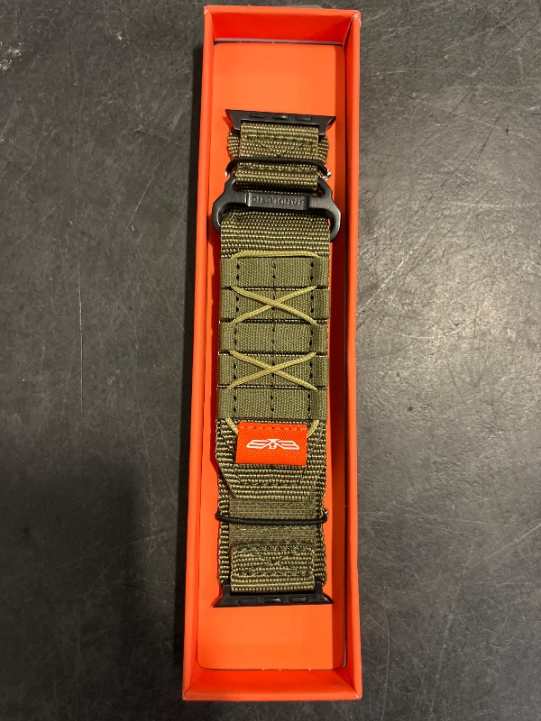 Photo 1 of Bandletic Nylon Band Compatible with Apple Watch Ultra/Ultra 2 Bands 49mm 46mm 45mm 44mm 42mm(Series 3), Rugged Tactical Wide Sport Loop for iWatch Ultra/Series 10 SE 9 8 7 6 5 4 Men, M-Army Green