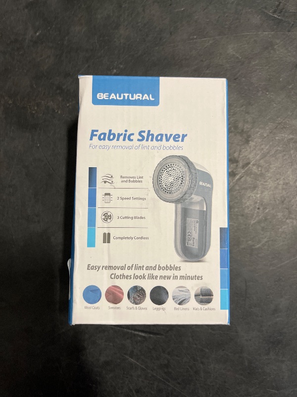 Photo 1 of BEAUTURAL Fabric Shaver and Lint Remover, Sweater Defuzzer with 2-Speeds, 2 Replaceable Stainless Steel Blades, Battery Operated, Remove Clothes Fuzz, Lint Balls, Pills, Bobbles Gray