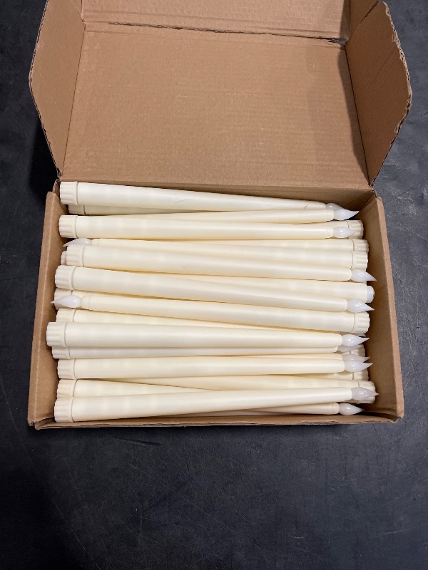 Photo 1 of Funtery 48 Pcs Flameless LED Taper Candles 11 Inch Battery Operated Flickering Candles Bulk for Christmas Church Wedding Party (Ivory,Classic Style)