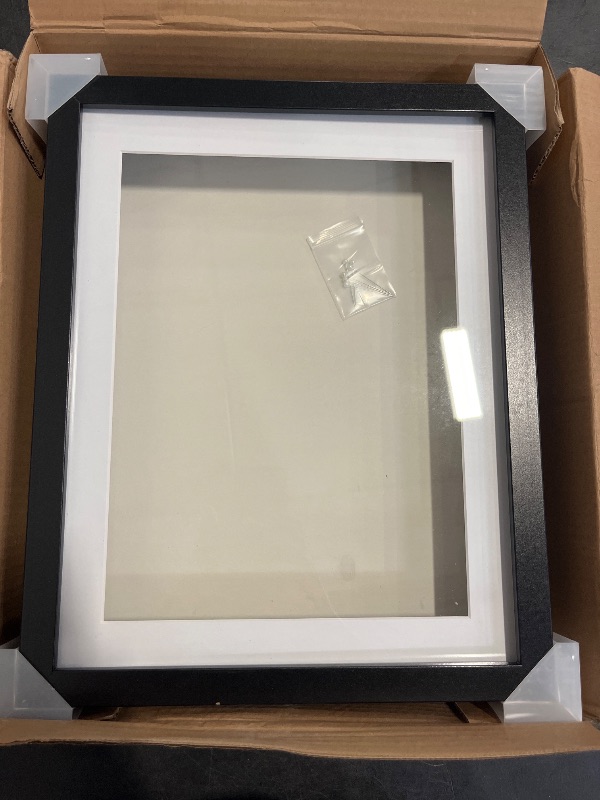 Photo 1 of Americanflat 11x14 Shadow Box Frame with Shatter-Resistant Glass - Use as 9x12 Frame with Mat or 11x14 Without Mat - Silhouette Collection - Black with Soft Felt Back