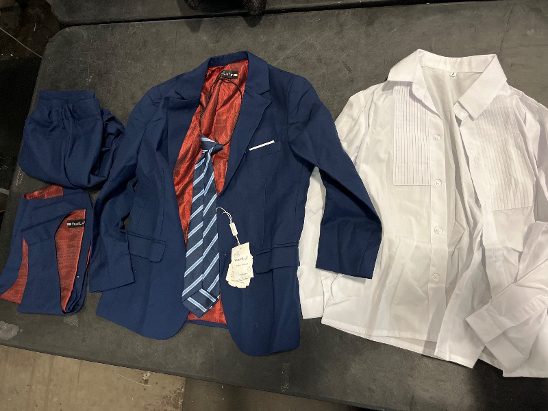 Photo 1 of Size 8 - YuanLu Boys Colorful Formal Suits 5 Piece Slim Fit Dresswear Suit Set (Navy Blue, 8)