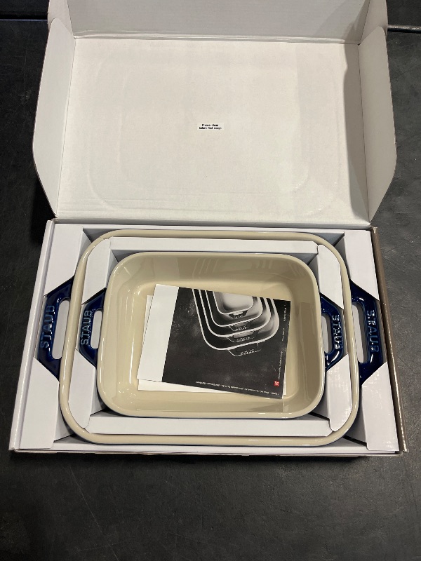 Photo 1 of Staub Ceramic 2-pc Rectangular Baking Dish Set - Dark Blue
