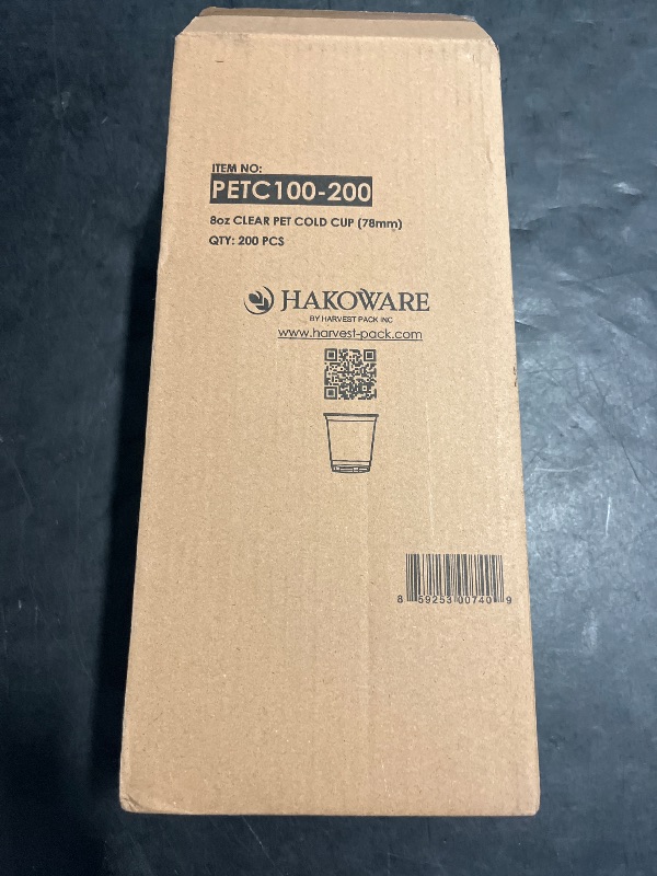 Photo 1 of [200 COUNT] HAKOWARE 8 oz Ultra Clear Disposable Plastic Cold Cups, Disposable Cups 8 oz for Wedding & Party, Plastic Cocktail Cups, Disposable Clear Cups for Iced Coffee & Cold Beverage