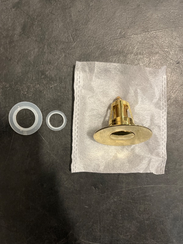 Photo 1 of Bathroom Drain Stopper for 1.08" - 1.4", Brass Pop Up Drain Stopper Anti Clogging Drain Plug with Basket, Bathroom Kitchen Vessel Sink Drain Strainer Spring Bounce Core Push Type Drain Filter (Gold)