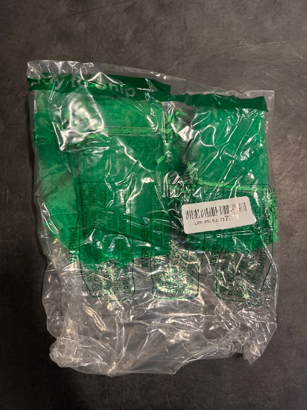 Photo 1 of Bezall 50Pcs Green Organza Fan Bags, 2x10 Inches Sheer Christmas Favors Drawstring Pouches Wedding Party Folding Hand Fan Gift Bags