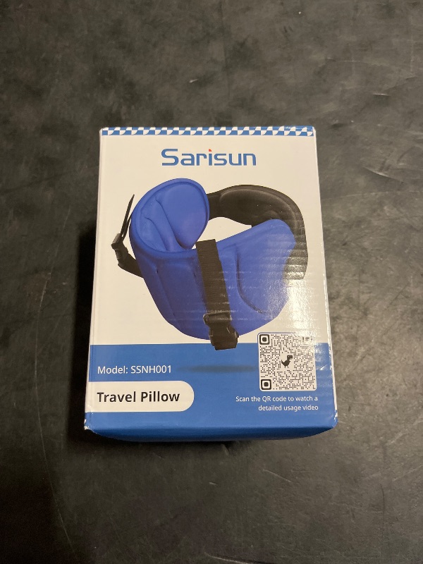 Photo 1 of SARISUN Travel Pillows for Airplanes, Airplane Pillow for Long Flight, Airplane Head Strap with Eye Mask for Sleep, Travel Neck Pillow for Car Road Trip, 360° Support Headrest, Stop Bobblehead, Black