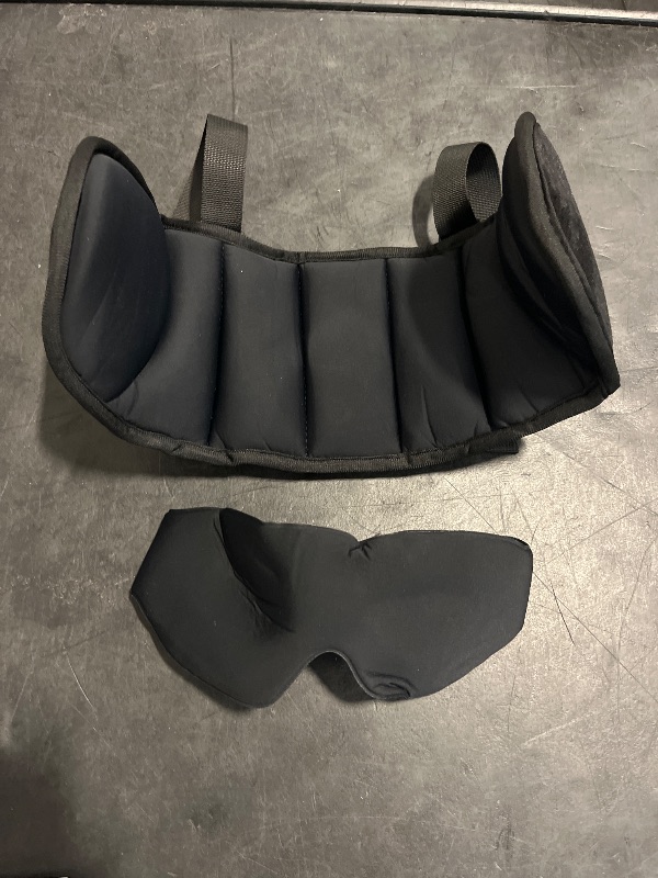 Photo 1 of SARISUN Travel Pillows for Airplanes, Airplane Pillow for Long Flight, Airplane Head Strap with Eye Mask for Sleep, Travel Neck Pillow for Car Road Trip, 360° Support Headrest, Stop Bobblehead, Black