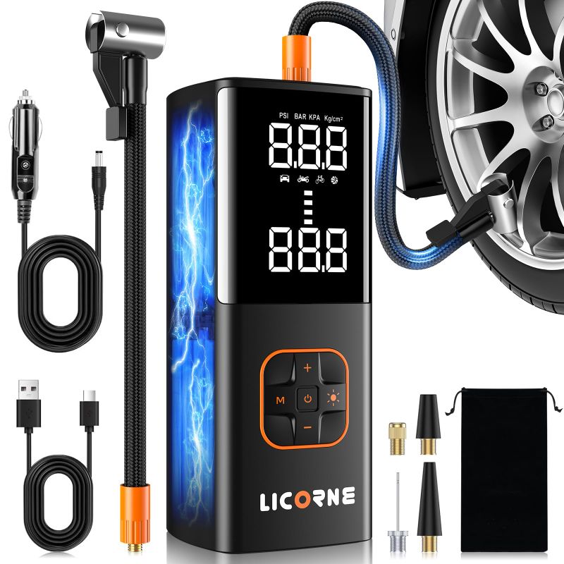 Photo 1 of Tire Inflator Portable Air Compressor, 5X Faster Portable Air Pump for Car Tires with Powerful Battery, 180PSI Cordless Air Pump with Digital Pressure Gauge for Cars, Bike & Motorcycle Tires, Ball