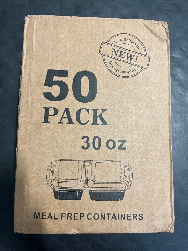 Photo 1 of vivigu Meal Prep Containers Reusable 50 Pack - 2 Compartment Plastic Containers with Lids, To Go Food Containers BPA-Free, To Go Container With Lids Microwave, Dishwasher, Freezer Safe 30 oz
