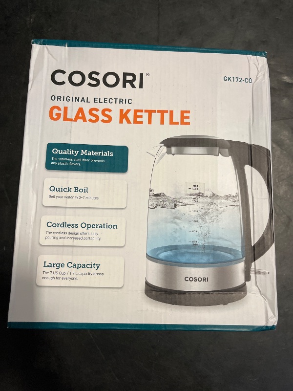 Photo 1 of Cosori Electric Kettle, No Plastic Filter & Spout, Stainless Steel Inner Lid, Tea Kettle & Hot Water Boiler For Coffee & Tea, Water Heater & Teapot, Automatic Shut Off, Black, 1.7L/1500W