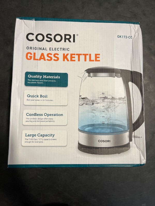 Photo 1 of Cosori Electric Kettle, No Plastic Filter & Spout, Stainless Steel Inner Lid, Tea Kettle & Hot Water Boiler For Coffee & Tea, Water Heater & Teapot, Automatic Shut Off, Black, 1.7L/1500W