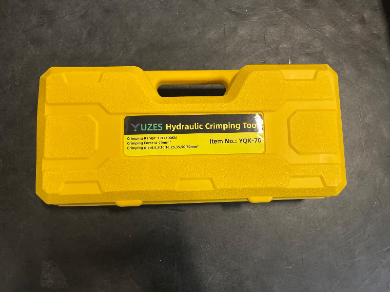 Photo 1 of YUZES Hydraulic Crimping Tool 10 Tons, 12 AWG to 2/0 Battery Cable Crimper Tool with 9 Dies, Easy to Operate Hydraulic Wire Crimping Tool Kit for Wire Rope, Battery Cable Ends Ring Terminals