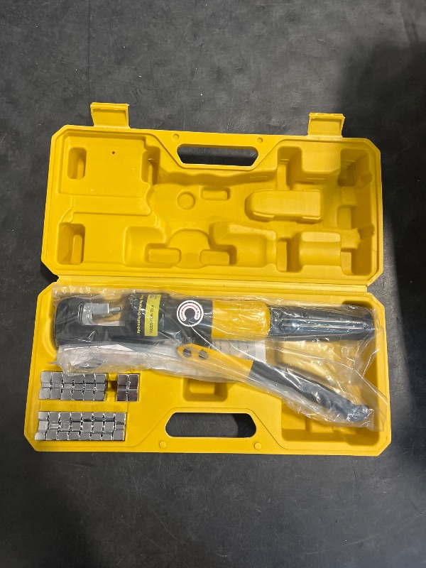Photo 1 of YUZES Hydraulic Crimping Tool 10 Tons, 12 AWG to 2/0 Battery Cable Crimper Tool with 9 Dies, Easy to Operate Hydraulic Wire Crimping Tool Kit for Wire Rope, Battery Cable Ends Ring Terminals