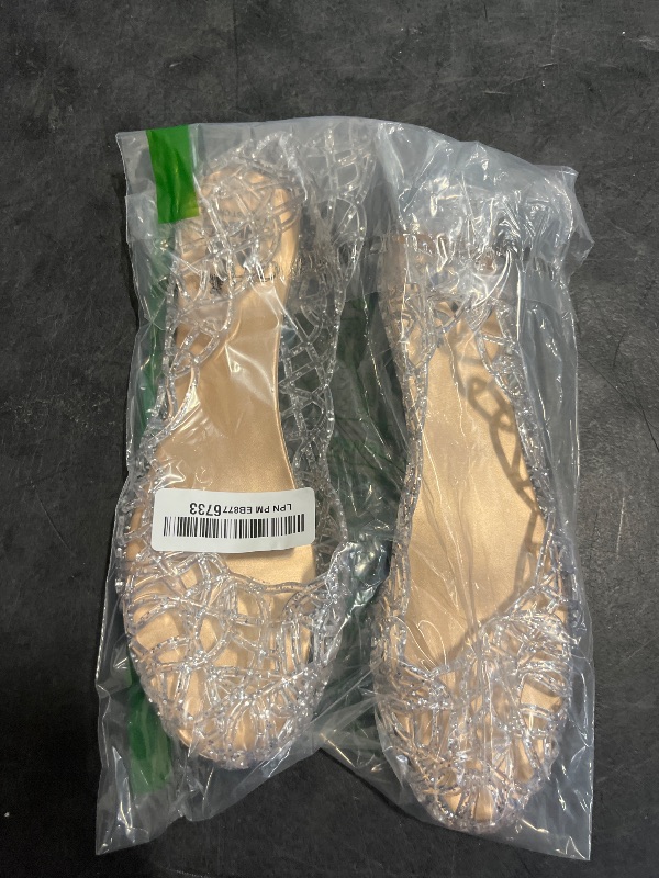 Photo 1 of Size 8.5 - Stunner Women's Beach Jelly Shoes Slip On Crystal Summer Soft Hollow Ballet Flats Silver 40(8.5)