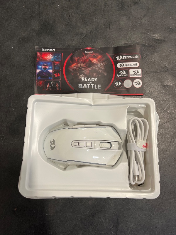 Photo 1 of Redragon Wireless Gaming Mouse, Tri-Mode 2.4G/USB-C/Bluetooth Mouse Gaming, 12000 DPI, RGB Backlit, Fully Programmable, Rechargeable Wireless Computer Mouse for Laptop PC Mac, White