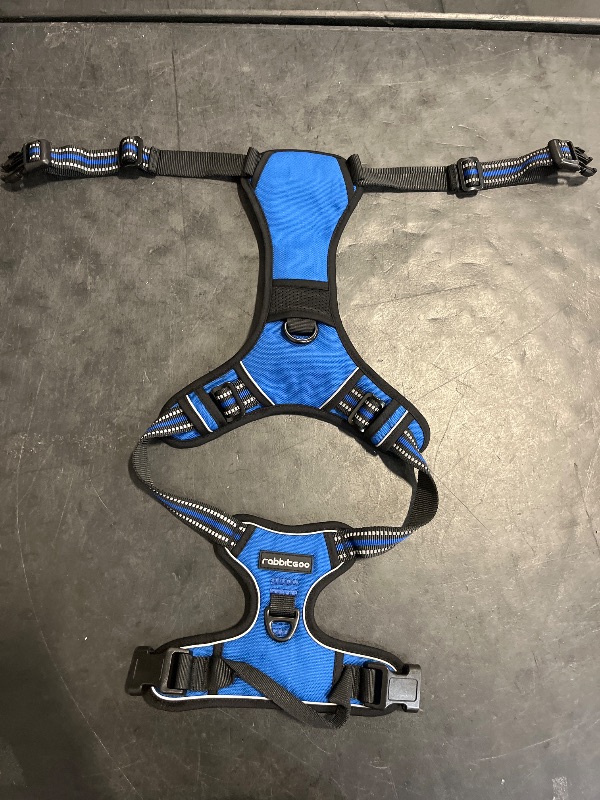 Photo 1 of rabbitgoo Dog Harness No Pull with 2 Leash Clips, Adjustable Soft Padded, Reflective Oxford No Choke Pet Vest with Easy Control Handle for Large Dogs, Dazzling Blue, L