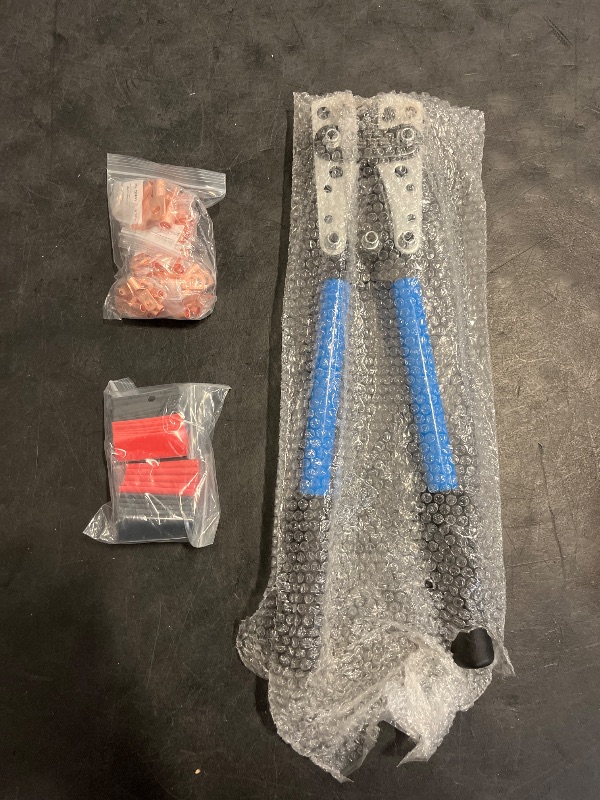 Photo 1 of Sanuke Battery Cable Lug Crimping Tool Kit for AWG 10-1/0 Electrical Lug Crimper with 60pcs Wire Lugs and Heat Shrink Tubing