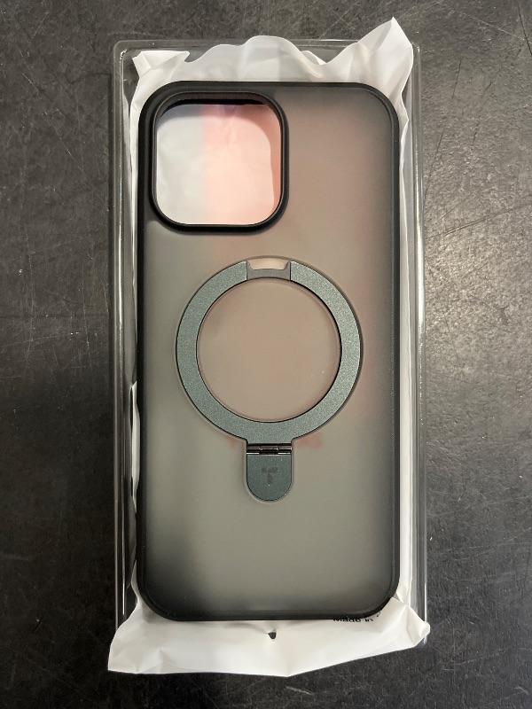 Photo 1 of TORRAS Ostand for iPhone 16 Pro Max Case, [Fit for MagSafe][Shockproof Military Grade][Sturdy Kickstand & Ring Holder] Translucent Slim Magnetic Phone Case for iPhone 16 Pro Max 6.9" 2024, Black
