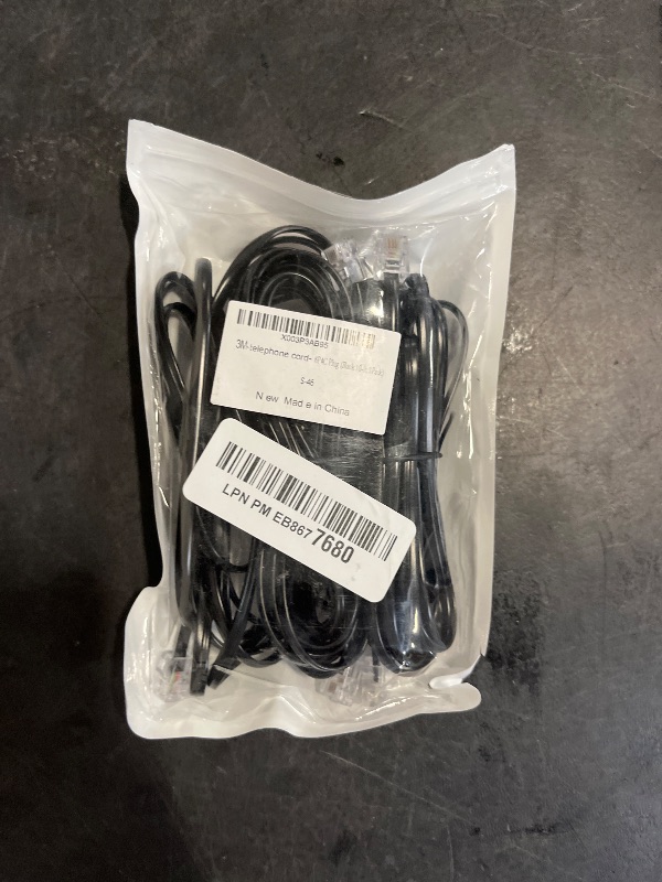 Photo 1 of Telephone landline Extension Cord Cable Cord with Standard RJ-11 6P4C Plug (10Ft-3Pack, Black)