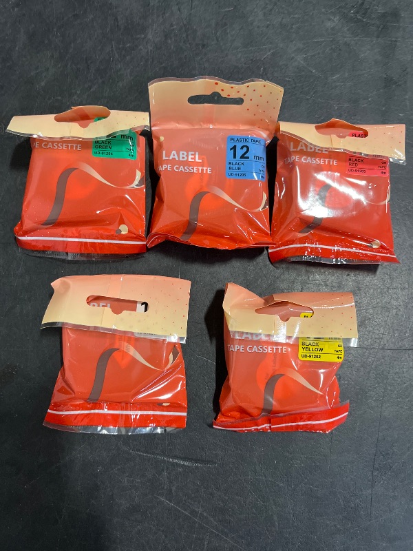 Photo 1 of Pristar Replace for Dymo LetraTag Refills Plastic 91331 16952 91332 91333 91334 91335 Work for Dymo LT-100H LT-100T 200B LT-110T QX50, Black on White/Clear/Yellow/Red/Green/Blue, 12mm x 4m(1/2" x 13')