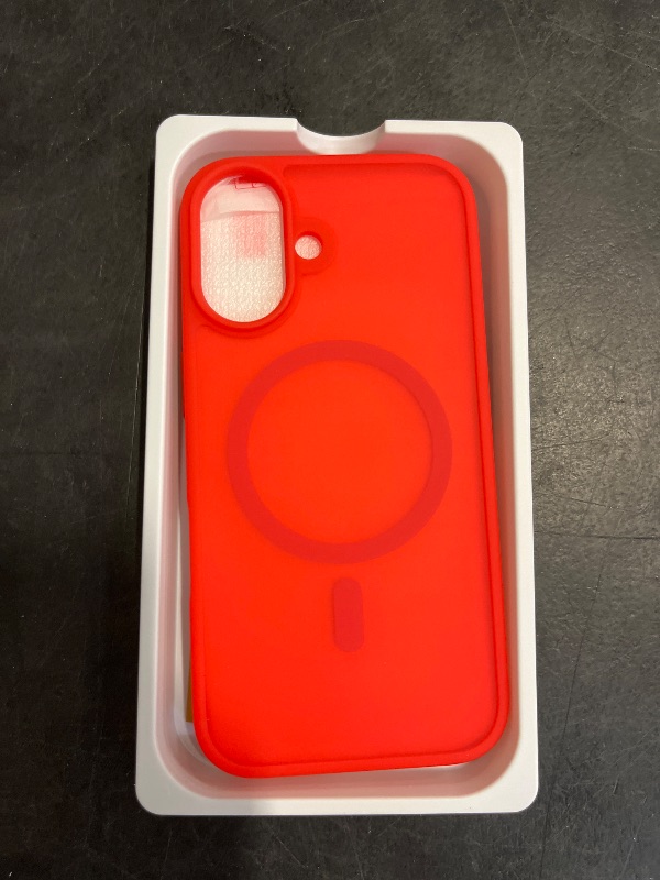 Photo 1 of Miracase Magnetic Series for iPhone 16 Case [Compatible with MagSafe] [with 2X Screen Protectors] Military-Grade Protection, Anti-Fingerprint, Slim Phone Case for iPhone 16 6.1 inch - Red