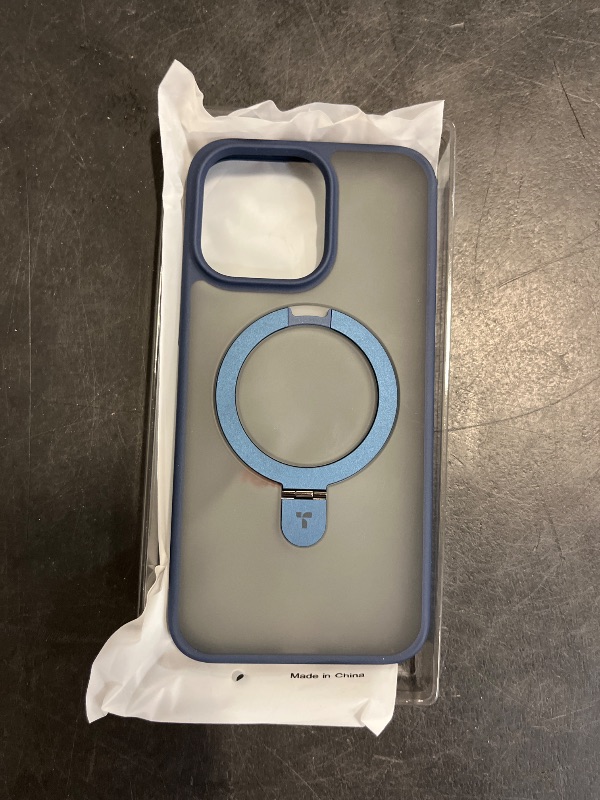 Photo 1 of TORRAS Magnetic Ostand for iPhone 15 Pro Max Case, [Military Grade Drop Tested] [Compatible with MagSafe][Build-in Kickstand] Translucent Slim Soft Edge Anti-Fingerprint 6.7" 2023, Blue Titanium