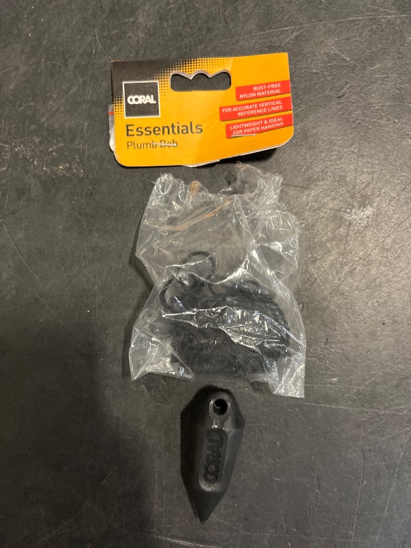 Photo 1 of Coral 69300 Essentials Plumb Bob Made from Lightweight Nylon Includes Line for Hanging Wallpaper 20 Grams, Black