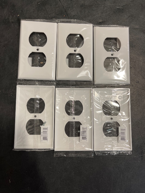 Photo 1 of ENERLITES Duplex Wall Plates Kit, Electrical Outlet Covers, Standard Size 1-Gang 4.50" x 2.76", Unbreakable Polycarbonate Thermoplastic, Electric Receptacle Plug Covers, 8821-W-10PCS, White, 10 Pack