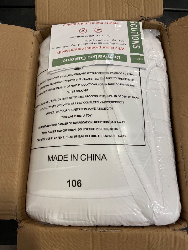 Photo 1 of Mattress Topper Queen for Back Pain, Extra Thick Mattress Pad Cover, Plush Pillow Top, Deep Elastic Pocket, White