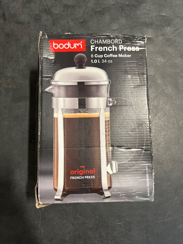 Photo 1 of Bodum 34oz Chambord French Press Coffee Maker, High-Heat Borosilicate Glass, Polished Stainless Steel – Made in Portugal
