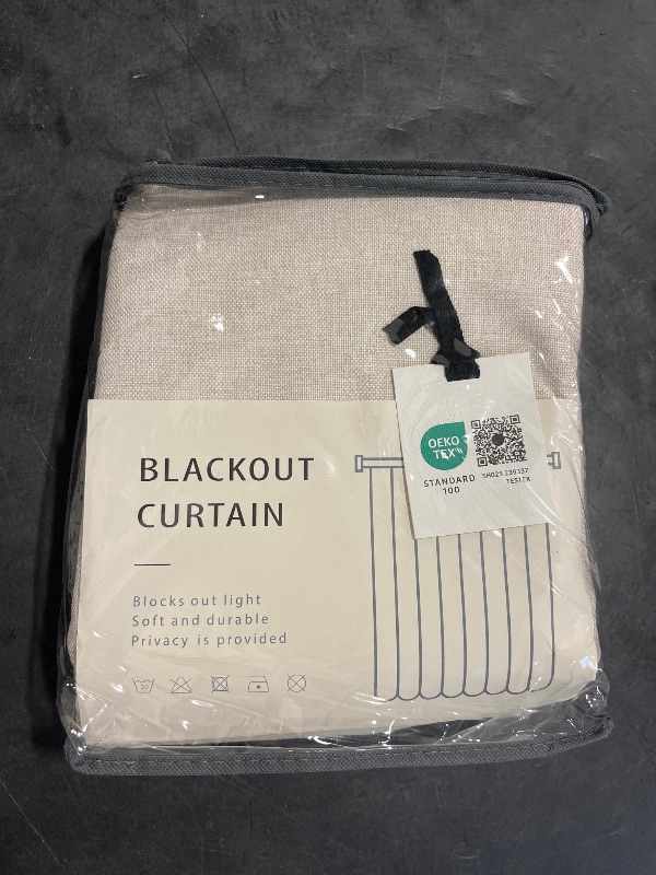 Photo 1 of 100% Blackout Shield Linen Blackout Curtains for Bedroom 84 Inches Long, Back Tab/Rod Pocket Living Room Drapes, Thermal Insulated Blackout Curtains 2 Panels Set, 50" W x 84" L, Cream