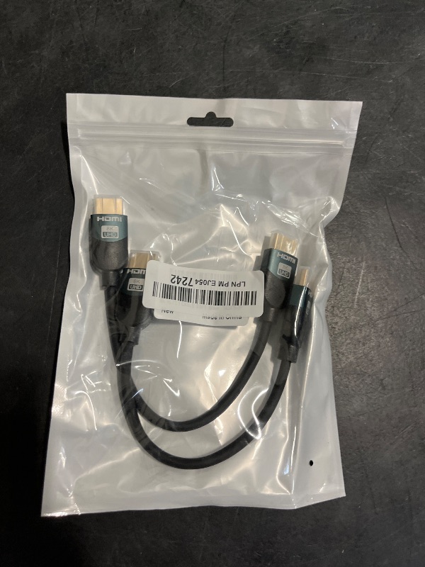 Photo 1 of 8K HDMI 2.1 Cable 0.5FT?6Inch 2-Pack, Ultra High Speed 48Gbps HDMI Braided Cord, Support HDR10+, eARC, SBTM, QMS, CEC, HDCP 2.3 for TV, Monitor, PC, Laptop, HDMI Switch, HDMI Splitter, KVM, Projector