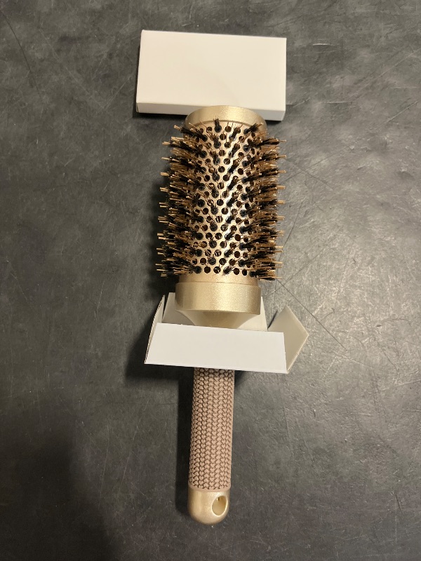 Photo 1 of AIMIKE Round Hair Brush, Nano Thermal Ceramic & Ionic Tech, 2.1 Inch Barrel with Boar Bristles for Enhanced Texture, Golden, Hair Drying, Styling, Curling and Shine + 4 Free Clips